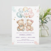 Boho Gender Reveal Invitation Neutral Baby Kaart (Staand voorkant)