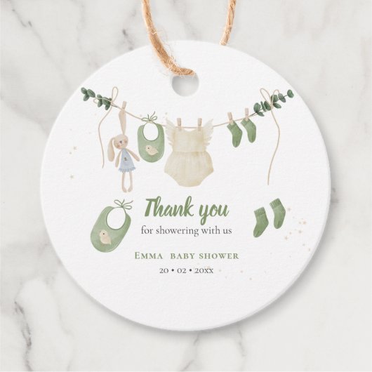 Boho Genderneutraal Baby Rustieke Douche Bedankjes Labels (Voorkant)