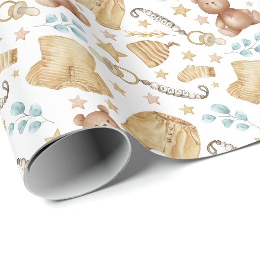 Boho Genderneutraal Baby shower inpakpapier (Rol Hoek)