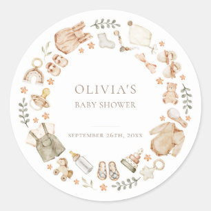 Boho Genderneutraal Babykleding Douche Ronde Sticker