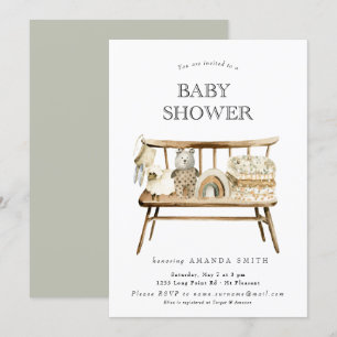 Boho Genderneutraal Sage Green Rainbow Baby shower Kaart