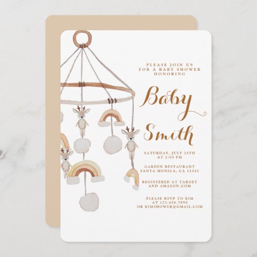 Boho Genre Neutral Nursery Baby shower Invitation (Devant / Derrière)