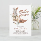 Boho Genre Neutre Lune Baby shower Invitation (Debout devant)