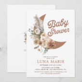 Boho Genre Neutre Lune Baby shower Invitation (Devant / Derrière)