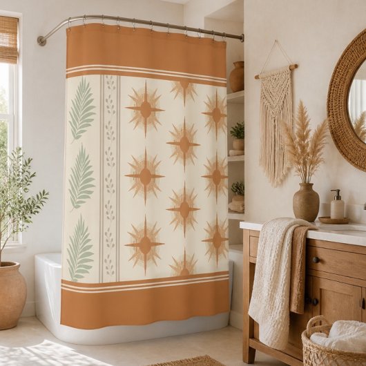 Boho Geo rideau de douche botanique