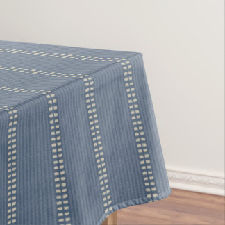 Boho geo simpele lijnen beige denimblauw rustiek tafelkleed