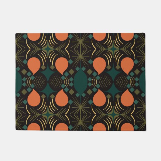 Boho Geometric Diamond Black Deurmat (Voorkant)