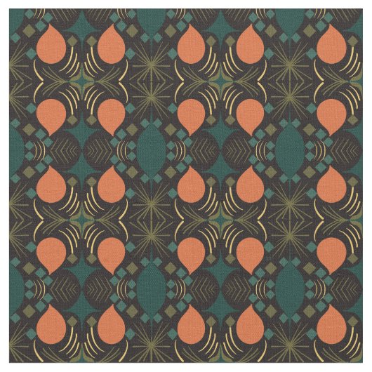 Boho Geometric Diamond Black Pattern Stof (Close Up)