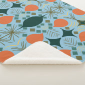 Boho Geometric Diamond Blue Sherpa Deken (3/4)