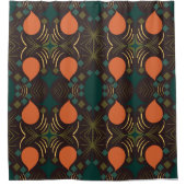 Boho Geometric Diamond Brown Pattern Fabric Douchegordijn (Voorkant)