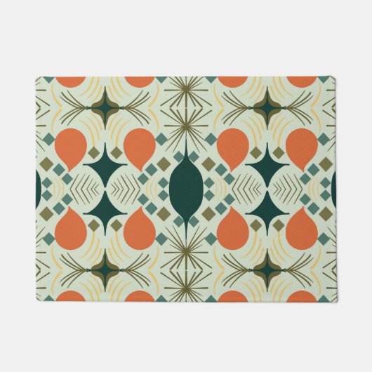Boho Geometric Diamond Mint Pattern Deurmat (Voorkant)