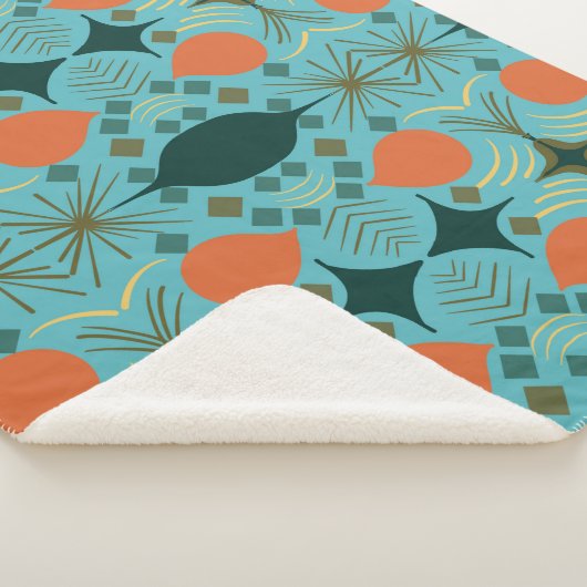 Boho Geometric Diamond Turquoise Sherpa Deken (3/4)