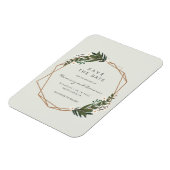 Boho Geometric Gold Lijst Greenery Save the Date Magneet (Linkerzijde)
