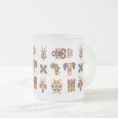 Boho Geometric Pattern Mug, Earthy Tones Cup Matglas Koffiemok (Voorkant rechts)
