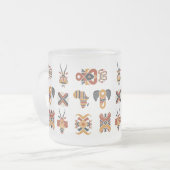 Boho Geometric Pattern Mug, Earthy Tones Cup Matglas Koffiemok (Voorkant links)