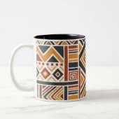 "Boho Geometric Pattern Mug, Earthy Tones Cup Tweekleurige Koffiemok (Links)