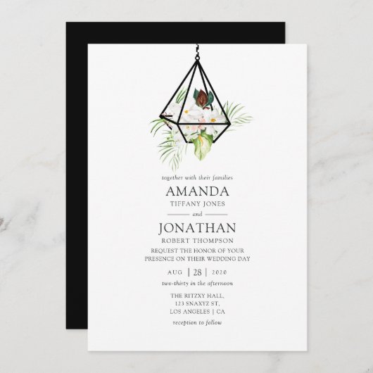 Boho Geometric Terrarium Floral Wedding Kaart (Voorkant / Achterkant)