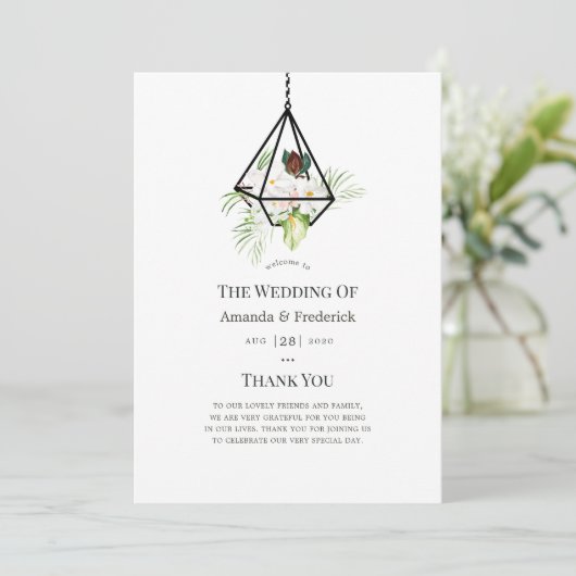 Boho Geometric Terrarium Floral Wedding Programma (Staand voorkant)