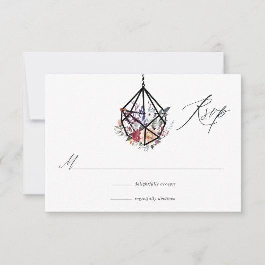 Boho Geometric Terrarium Floral Wedding RSVP Kaartje (Voorkant)