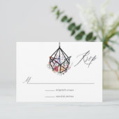 Boho Geometric Terrarium Floral Wedding RSVP Kaartje (Staand voorkant)