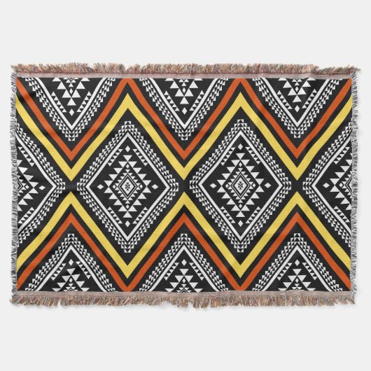 Boho géométrique Aztèque lanceur couverture (Devant)