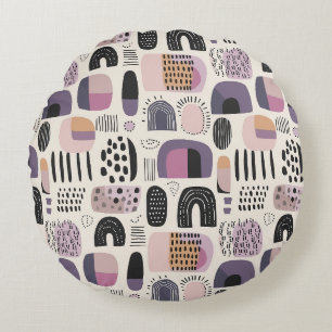 Boho Geometrisch Abstract Patroon Rond Kussen