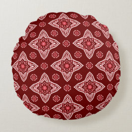Boho geometrisch bloemenpatroon Rond Kussen