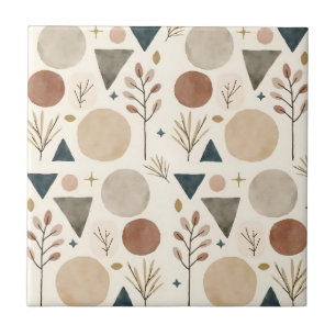 Boho geometrisch botanisch patroonontwerp 385 tegeltje