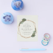 Boho Geometrisch Goud Groene Budget Bruidsfeest Flyer (Enkel)