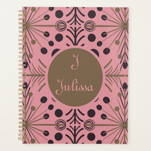Boho Geometrische Pijl Roze Gepersonaliseerd Planner (Voorkant)