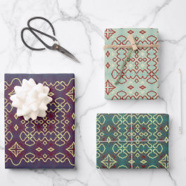 Boho geometrische tribal-geïnspireerde patronen inpakpapier vel