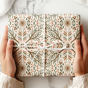 Boho geometrische volkskunst cadeaupapier