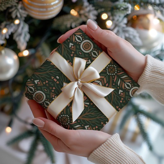 Boho geometrische volkskunst cadeaupapier