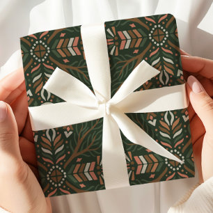 Boho geometrische volkskunst cadeaupapier