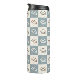 Boho Geruite Regenboog Minimalistisch Patroon Thermosbeker