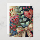 Boho geschilderde harten valentijn feestdagenkaart (Voorkant / Achterkant)