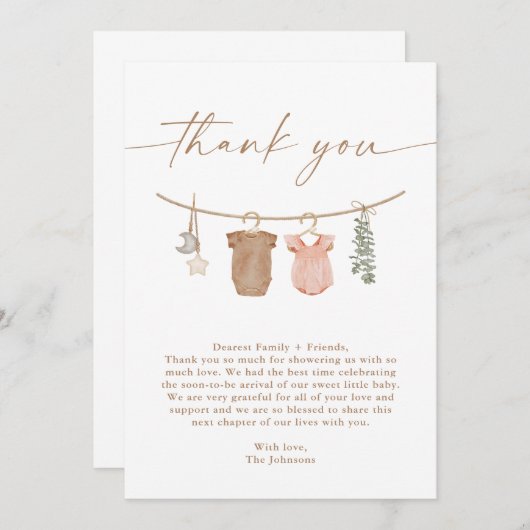 Boho geslacht onthulling bedankkaart | Neutrale on Kaart (Voorkant / Achterkant)