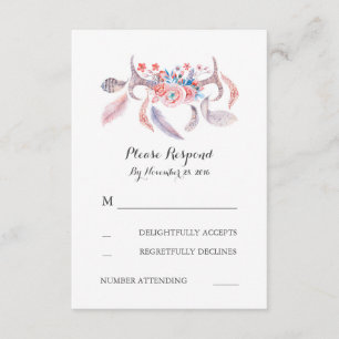 Boho gewei bruiloft RSVP Kaartje