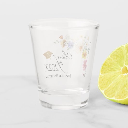 Boho Gilded Wildflower Boeket Klasse van Afstudere Shot Glas (Achterkant)