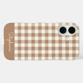 Boho Gingham Patroon Geruit Bruin Naam Case-Mate iPhone Case (Achterkant (horizontaal))