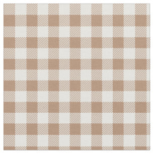 Boho Gingham Patroon Geruit Geblokt Taan Bruin Stof