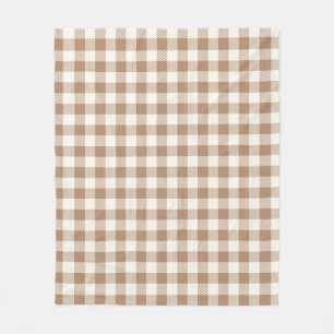 Boho Gingham Patroon Geruit Geblokt Tannig Bruin Fleece Deken