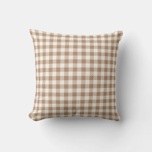 Boho Gingham Patroon Geruit Geblokt Tannig Bruin Kussen