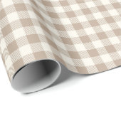 Boho Gingham Patroon Geruit Neutraal Cadeaupapier (Rol Hoek)