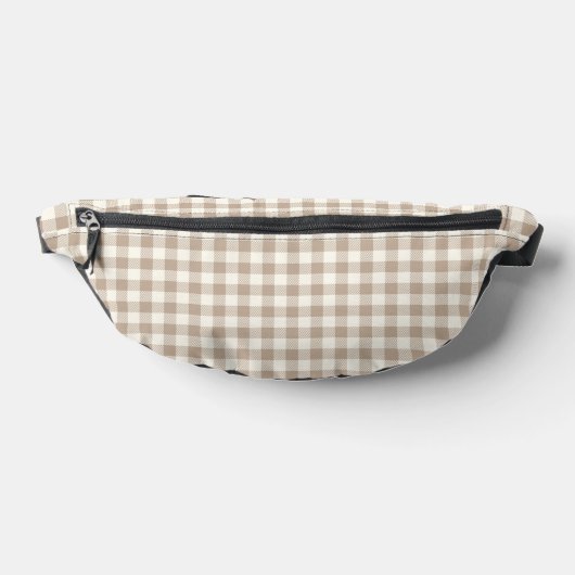 Boho Gingham Patroon Geruit Neutraal Heuptasje (Liggend)