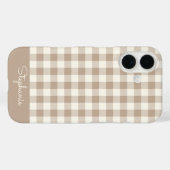 Boho Gingham Patroon Geruit Neutrale Naam Case-Mate iPhone Case (Achterkant (horizontaal))
