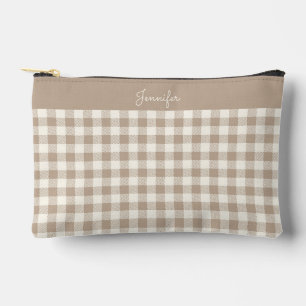 Boho Gingham Patroon Geruit Neutrale Naam Etui