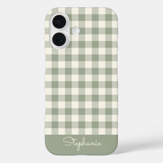 Boho Gingham Patroon Geruit Salie Naam Case-Mate iPhone Case (Achterkant)