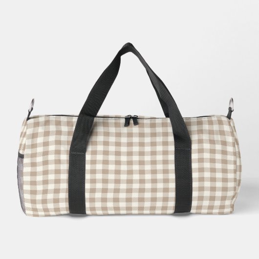 Boho Gingham Pattern Plaid Check Neutral Monogram Plunjezak (Achterkant)