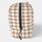 Boho Gingham Pattern Plaid Checkered Brown Name Toilettasje (Rechts)